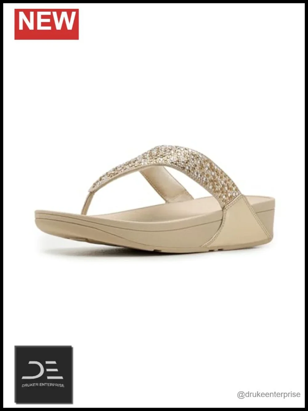 FitFlop Womens Lulu Crystal Metallic Toe Post Sandals Wedge